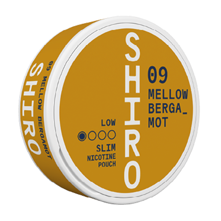 Shiro - 09 Mellow Bergamot 4mg - Tobacco-free snus, extra strong nicotine pouches (16mg). Best price in UK, UAE, EU