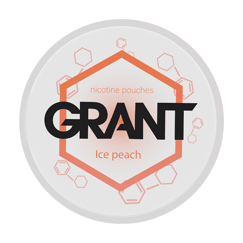 Grant - Ice Peach 4 mg - Tobacco-free snus, extra strong nicotine pouches (16mg). Best price in UK, UAE, EU
