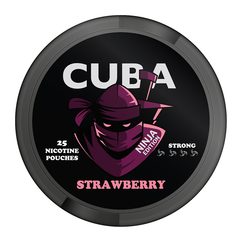 Cuba - Ninja Strawberry 19,5 mg - Tobacco-free snus, extra strong nicotine pouches (16mg). Best price in UK, UAE, EU