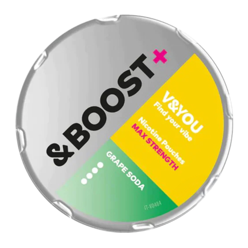 V&You - Boost+ Grape Soda 15mg (BEST BEFORE DECEMBER 2023) - Tobacco-free snus, extra strong nicotine pouches (16mg). Best price in UK, UAE, EU