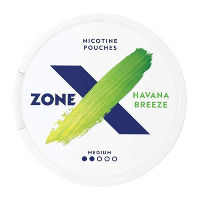 Zone - X Havana Breeze Slim All White Medium 4mg - Tobacco-free snus, extra strong nicotine pouches (16mg). Best price in UK, UAE, EU