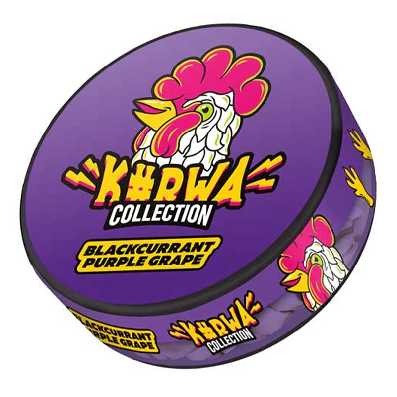 Συλλογή Kurwa - Φραγκοστάφυλο Μωβ Σταφύλι 11,1mg - Tobacco-free snus, extra strong nicotine pouches (16mg). Best price in UK, UAE, EU