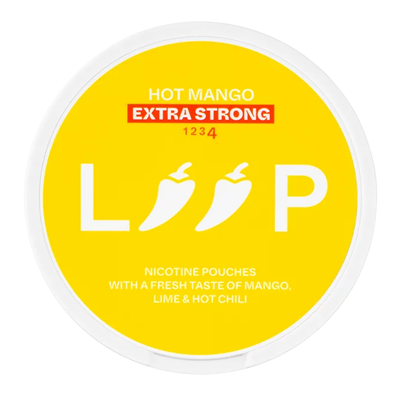 Loop - Hot Mango Extra Strong 12,5 mg - Tobacco-free snus, extra strong nicotine pouches (16mg). Best price in UK, UAE, EU