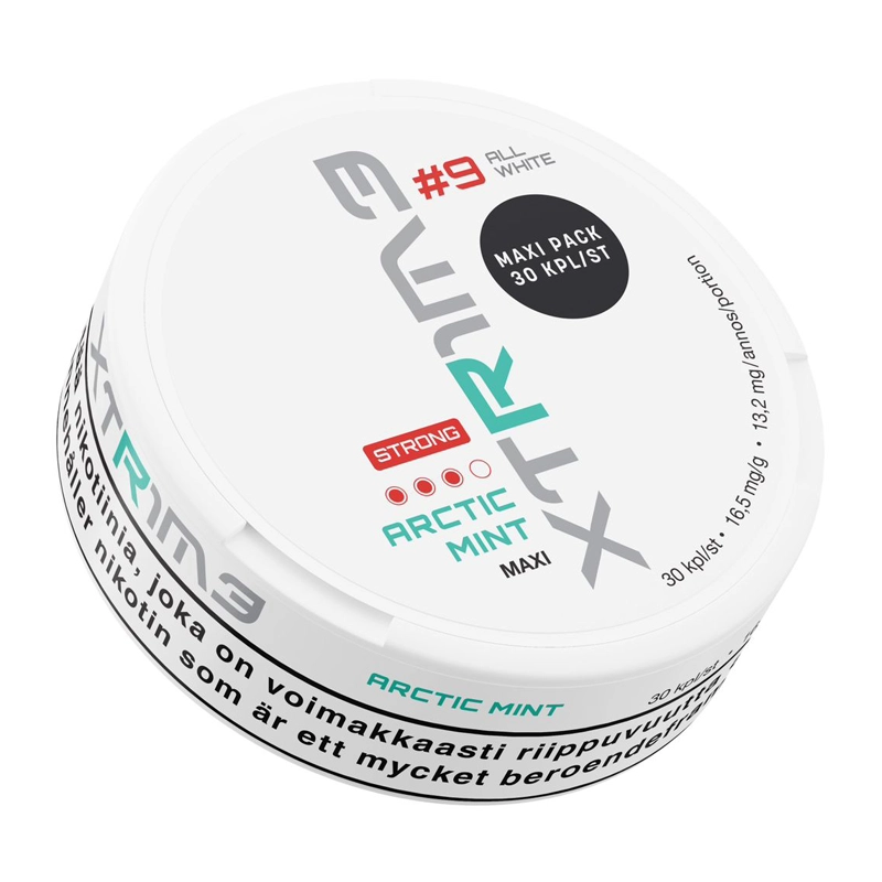 XTRIME - Αρκτική μέντα Maxi 13mg - Tobacco-free snus, extra strong nicotine pouches (16mg). Best price in UK, UAE, EU